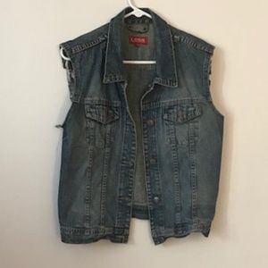DIY Denim vest with floral side inserts XL-1X